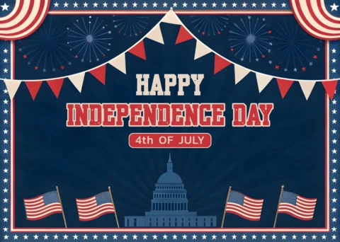 Independence Day Celebration Design Template with Flags and Fireworks
