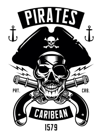 Piratenschedel t-shirt ontwerp sjabloon