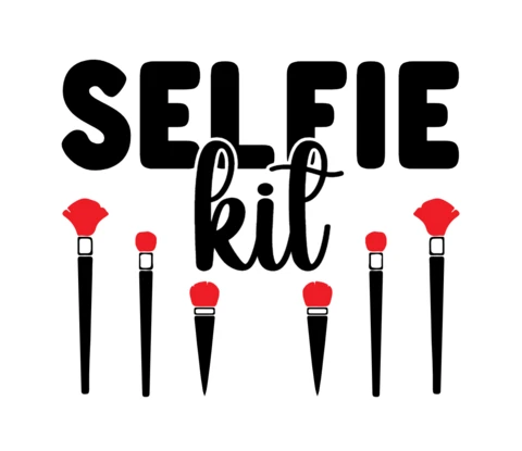 Plantilla de diseño de camiseta de maquillaje con kit para selfies