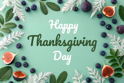 Thanksgiving Day Floral Design Template for Greeting Cards