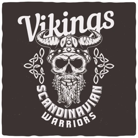 Viking Skull In A Helmet T-shirt Design Template