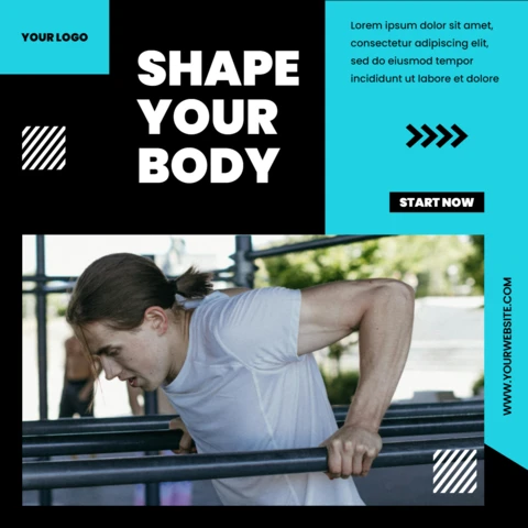 Blue Dynamic Collage Promotional Instagram Post Design Template
