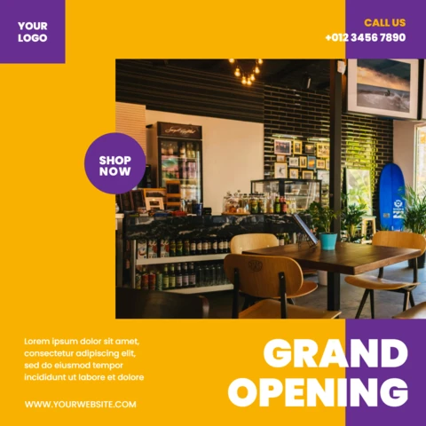 Purple Cheerful Color Block Instagram Ad Post Design Template