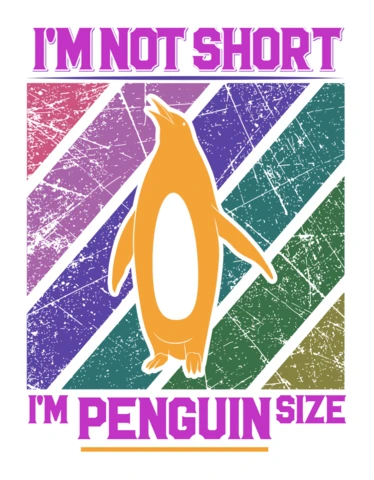 Modèle de taille de pingouin ludique avec un style graphique vintage pour les vêtements