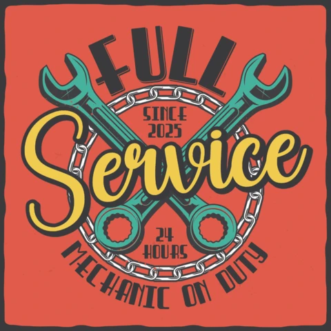 Plantilla de diseño de camiseta de servicio completo de mecánico vintage