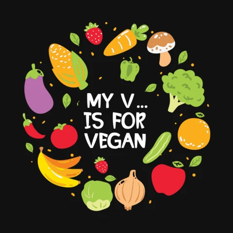My V Is For Vegan T-Shirt Design Template