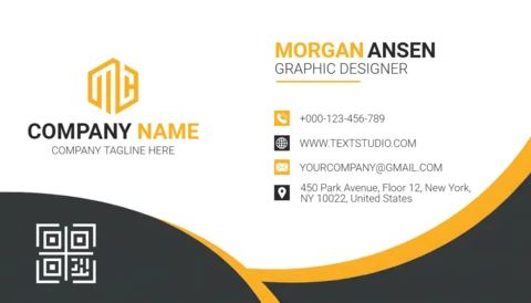 Creative Professional Business Card Design Sleek Yellow Accents and Clean Typography Template