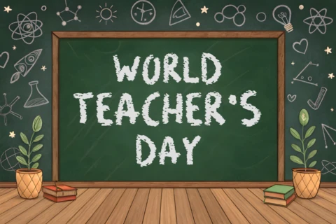 Minimalist Chalkboard Style World Teacher's Day Design Template