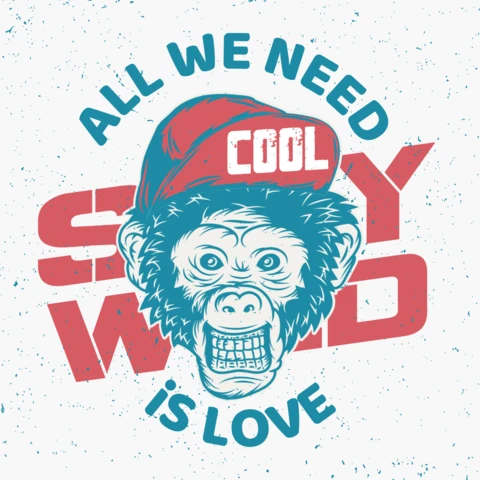 Monkey In A Hat T-Shirt Design Template