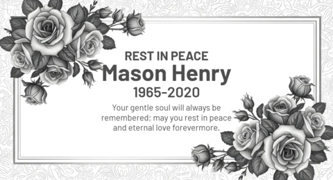 Affiche de condoléances avec fond noir et accents de rose blanche, modèle de conception repos en paix