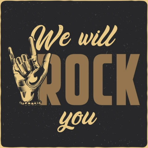 We will rock you muziek t-shirt ontwerpsjabloon