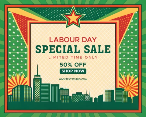 Retro Labour Day Sale Template Design for Special Offer