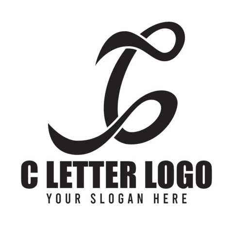 Modello di progettazione del logo della lettera C nero