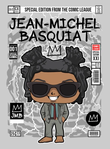 Modèle de conception de couverture de magazine de personnage de dessin animé de Jean Michel Basquiat