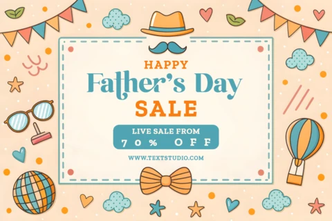Whimsical Father's Day Sale Template Design with Childish Doodles