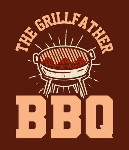 Modelo de design de camiseta vintage para churrasco com grelha do grillfather