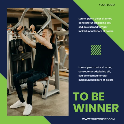 Seja um modelo de design de postagem promocional de mídia social para academia vencedora