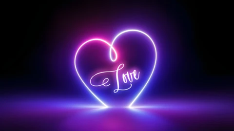 Modelo de design de coração de neon para projetos românticos