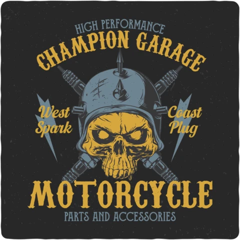 Motorrad garage schädel t-shirt vorlage