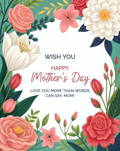Floral Mother's Day Greeting Card Template - Editable Design for Celebrating Mom