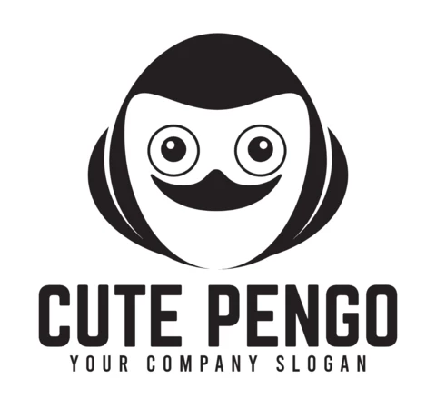 Modèle de conception de logo mignon pingouin