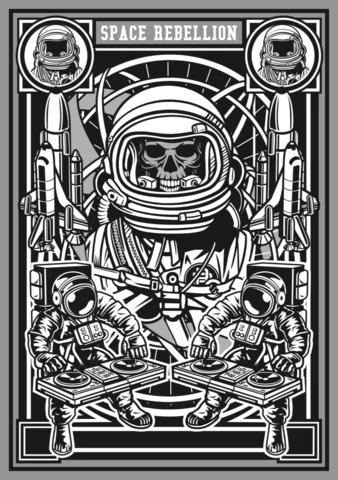 Rebelión espacial plantilla de diseño de camiseta