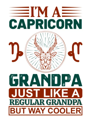 Capricorn Grandpa Retro Typography Design Template