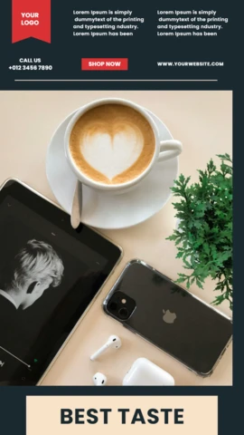 ベストテイストコーヒーショップのインスタグラムストーリー投稿デザインテンプレート