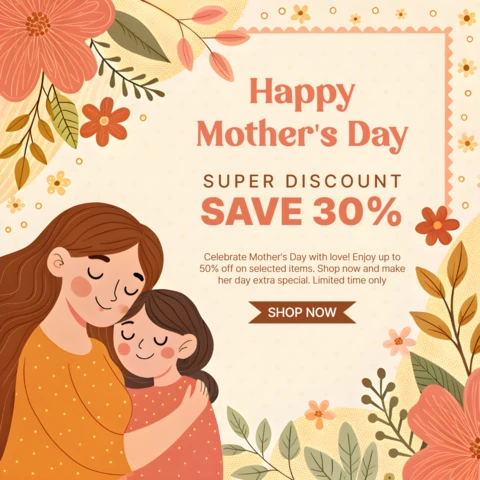 Floral Mother's Day Discount Design Template – Save 30%!