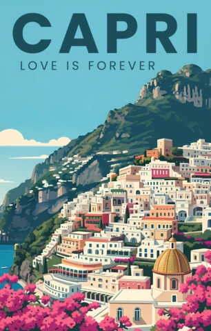 O amor Capri é um modelo de design para pôsteres de viagem.