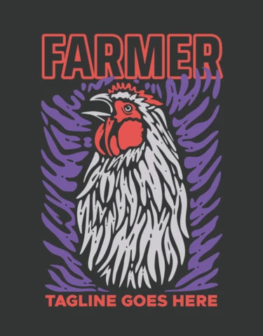Modello di design t-shirt vintage di pollo contadino
