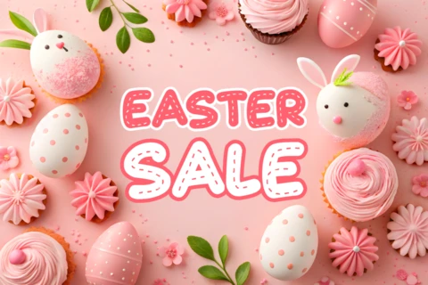 Plantilla de diseño de venta de Pascua caprichosa para promociones festivas
