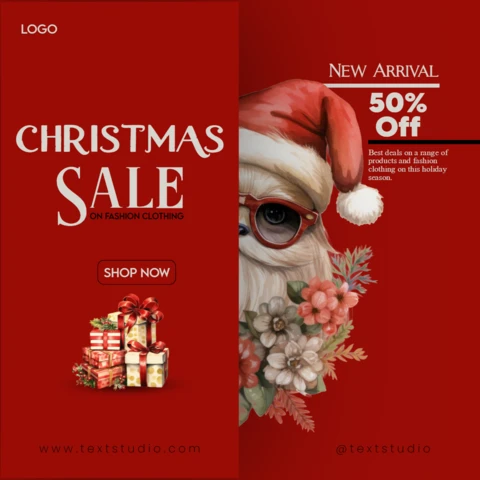 Conception de publication Instagram minimaliste de vente de Noël rouge et blanc