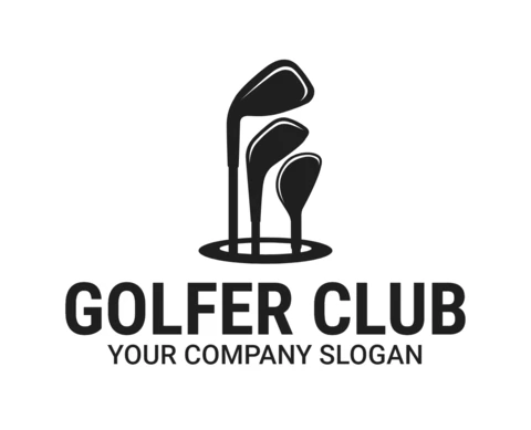 Golfer Club Tournament Sports Logo Design Template
