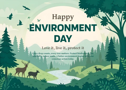 Happy Environment Day Template – Wildlife and Forest Landscape Design