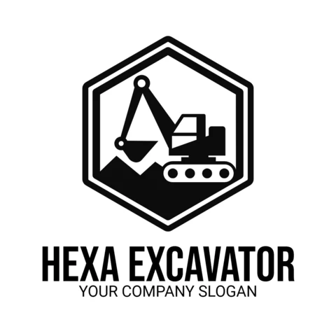 Plantilla de diseño de logotipo de excavadora de construcción Hexa