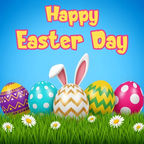 Colorful Easter Eggs Design Template for Holiday Greeting Cards