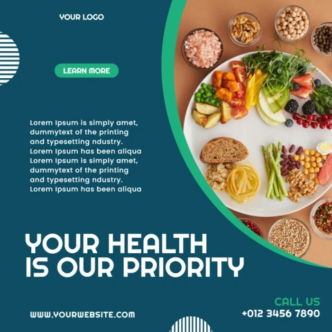 Recognizable Blue Curve Advertising Social Media Post Template
