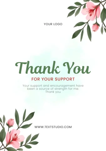 Chic Pink Blossom Pastel Petal Frame Thank You Card Template