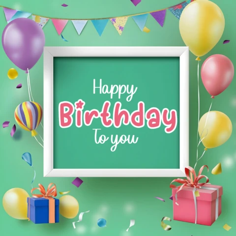 Balloon Frame Happy Birthday Design Template