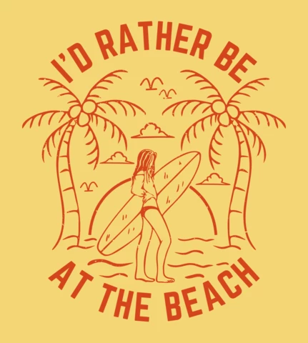 Surfer Beach Scenery Vintage T-shirt Design Template