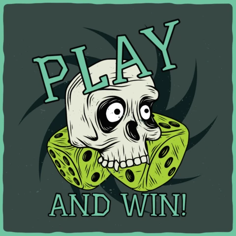 Play And Win Funny Skull T-Shirt Design Template