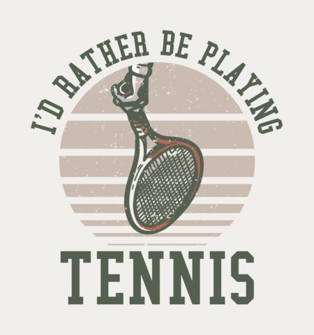 Man Playing Tennis Vintage T-shirt Design Template
