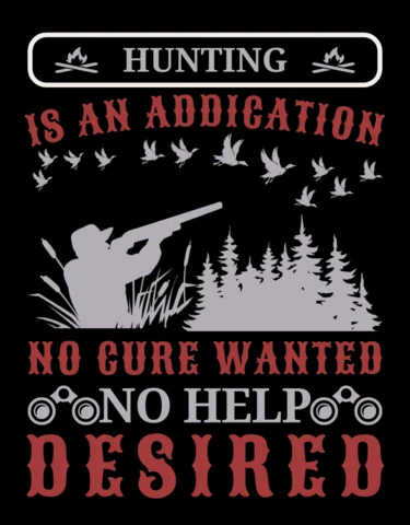 Hunting addiction vintage design template for outdoor enthusiasts (modèle de conception vintage pour les amateurs d'activités de plein air)