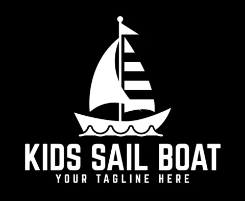 Kids Sail Boat Logo Design Template