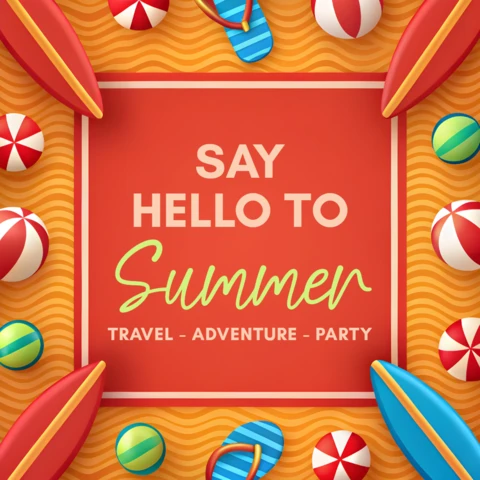Vibrant Summer Adventure Template Design for Travel and Party Promotions
