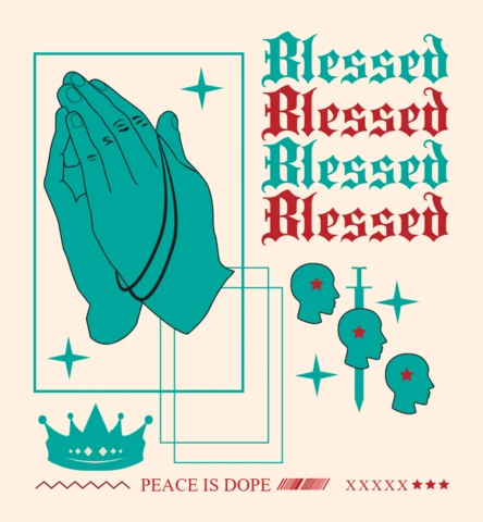Praying Hands Graphic Design Template for Apparel and Merchandise