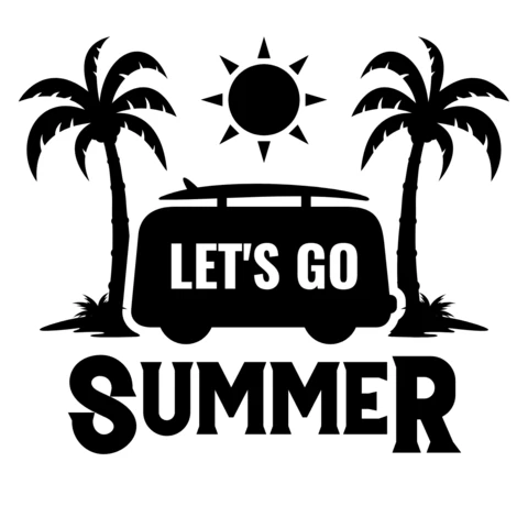 Let's Go Summer Logo Design Black