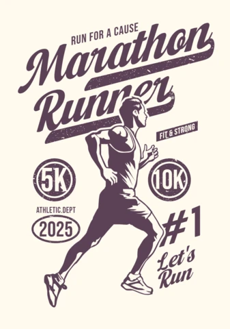 Plantilla de diseño de camiseta de corredor de maratón