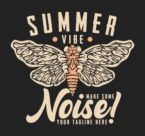 Summer Vibe Cicada Vintage T-shirt Design Template